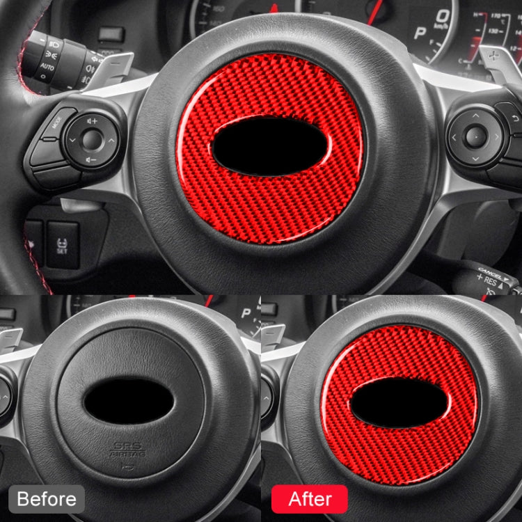Car Carbon Fiber Steering Wheel Decorative Sticker for Subaru Forester 2016-2018, Left and Right Drive Universal (Red)