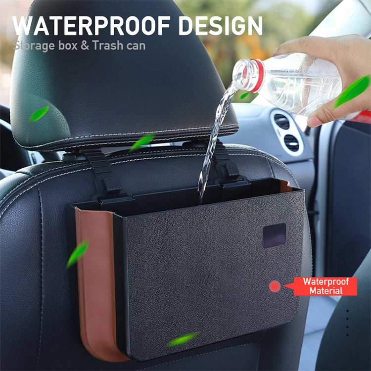 929 Car Foldable Hanging Trash Can Storage Bin with Small Table (Beige)