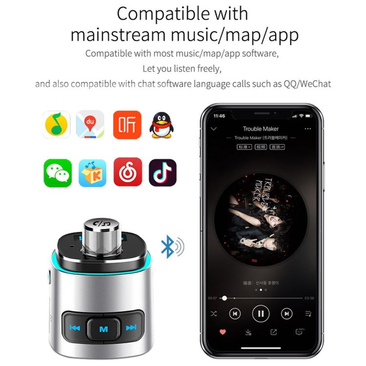 BC42 Bluetooth 5.0 Multi-function Car Colorful Atmosphere Lamp MP3 Player, Support TF Card & U Disk & FM