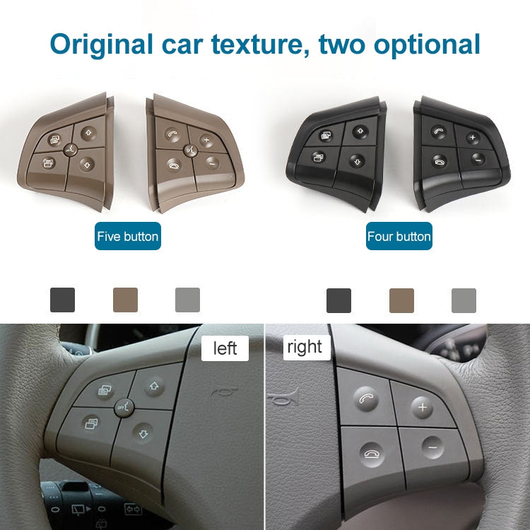 Car Left Side 4-button Steering Wheel Switch Buttons Panel 1648200010 for Mercedes-Benz W164, Left Driving (Grey)
