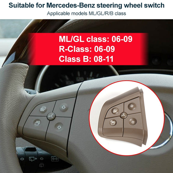 Car Left Side 4-button Steering Wheel Switch Buttons Panel 1648200010 for Mercedes-Benz W164, Left Driving (Grey)