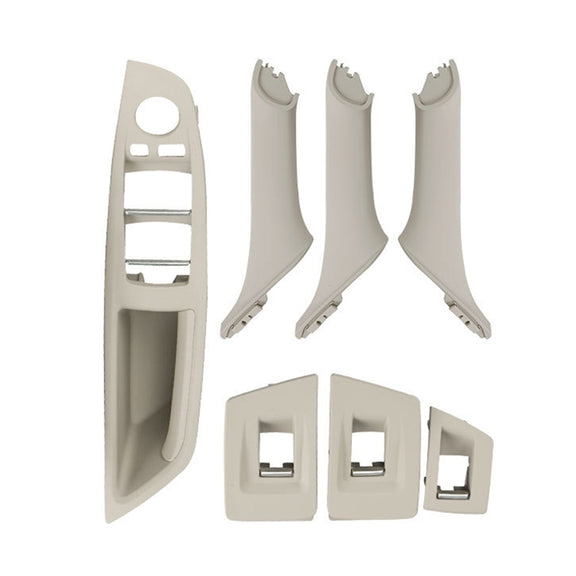 Car Standard Version Inside Doors Handle Pull Trim Cover 5141 7225 873 for BMW F10 F18, Left Driving (Beige White)