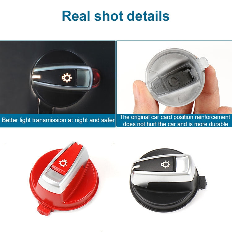 Car Headlight Switch Button Knob Cover Trim 6131 6932 796 for BMW X1 2009-2015, Left Driving(Red)