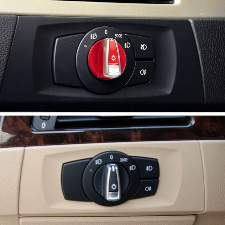 Car Headlight Switch Button Knob Cover Trim 6131 6932 796 for BMW X1 2009-2015, Left Driving(Red)