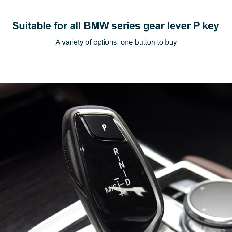 Car Gear Lever Auto Parking Button Letter P Cap for BMW 5 Series 2002-2010, Left Driving(Red)