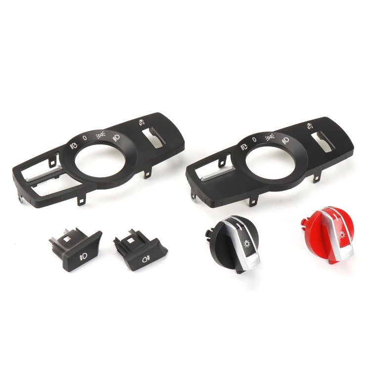 Car Headlight  Switch Button Knob for BMW 5 Series 2010-2017, Left Driving (Red)
