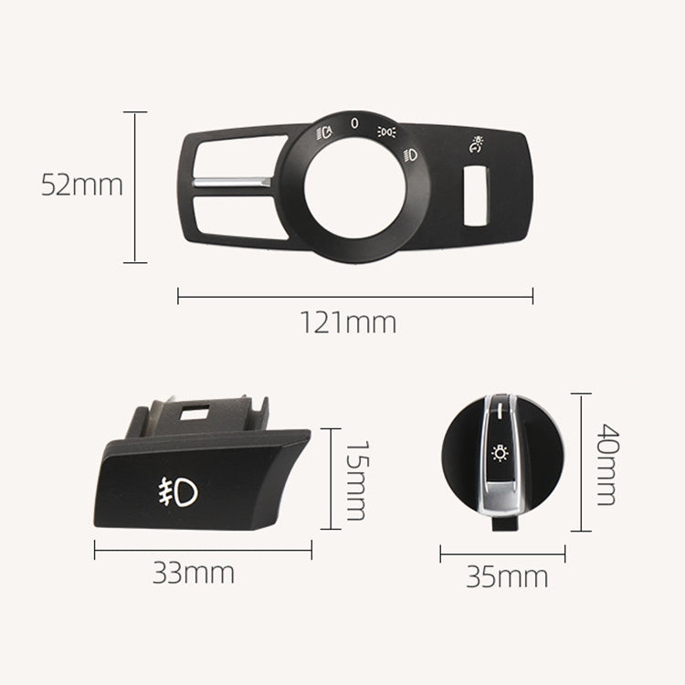 Car Headlight  Switch Button Knob for BMW 5 Series 2010-2017, Left Driving (Black)
