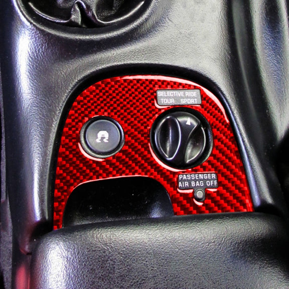 Carbon Fiber Car Traction Control Sticker for Chevrolet Corvette C5 2000-2004, Left Drive (Red)