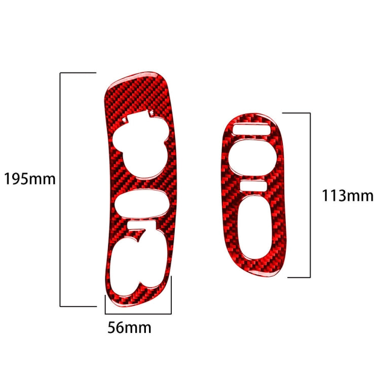 2 in 1 Car Carbon Fiber Door Control Panel  Sticker Set B for Chevrolet Corvette C5 1998-2004, Left Drive(Red)