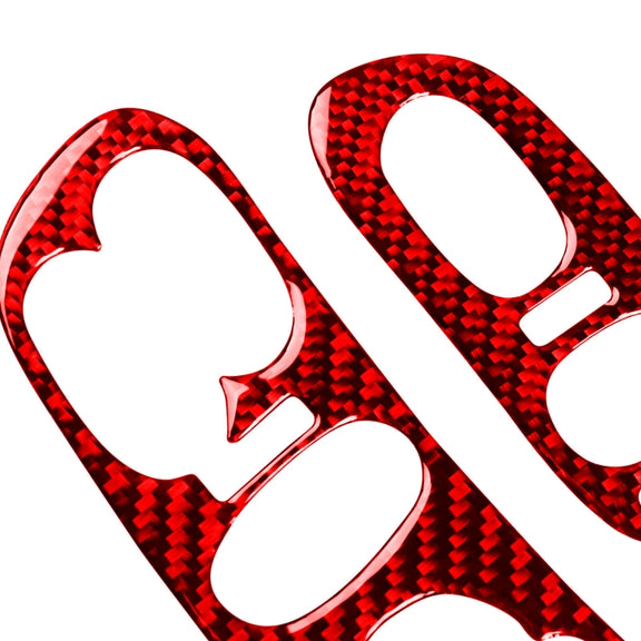 2 in 1 Car Carbon Fiber Door Control Panel  Sticker Set B for Chevrolet Corvette C5 1998-2004, Left Drive(Red)
