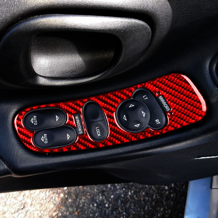 2 in 1 Car Carbon Fiber Door Control Panel  Sticker Set B for Chevrolet Corvette C5 1998-2004, Left Drive(Red)