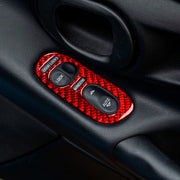 2 in 1 Car Carbon Fiber Door Control Panel  Sticker Set B for Chevrolet Corvette C5 1998-2004, Left Drive(Red)