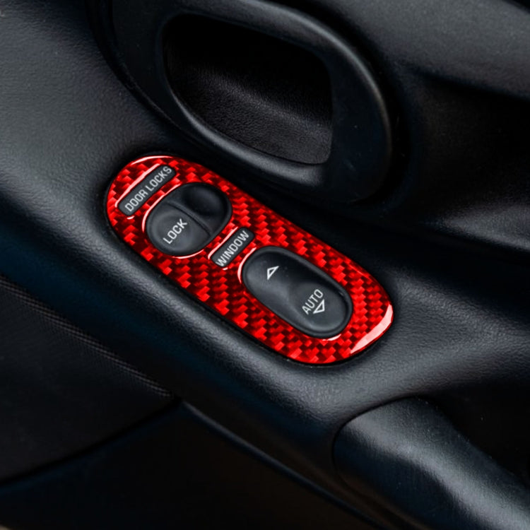 2 in 1 Car Carbon Fiber Door Control Panel  Sticker Set B for Chevrolet Corvette C5 1998-2004, Left Drive(Red)