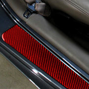 2 in 1 Car Carbon Fiber Threshold Sticker for Chevrolet Corvette C5 1998-2004, Left Drive(Red)