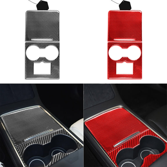 For Tesla Model 3 2017-2022 / Model Y 2000- Car Carbon Fiber Central Control Decorative Sticker (Black)