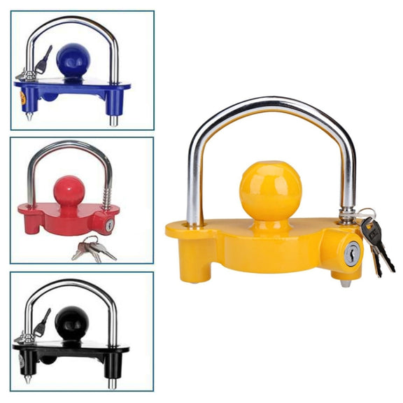Universal Trailer Ball Hitch Coupler Lock Adjustable Trailer U Shape Coupling Lock, Random Color Delivery