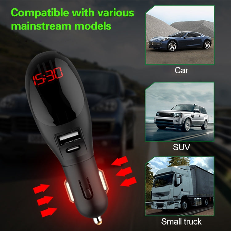 Multifunctional Formaldehyde Removal Air Purifier QC3.0 Car Phone Charger Display Screen (White)