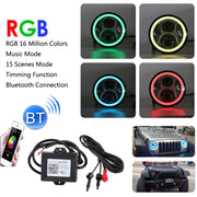 2 PCS 7 inch DC12V 6000K-6500K 50W Car LED Headlight Lamp Beads for Jeep Wrangler / Harley, Support APP + Bluetooth Control(Black)
