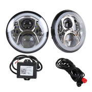 2 PCS 7 inch DC12V 6000K-6500K 50W Car LED Headlight Lamp Beads for Jeep Wrangler / Harley, Support APP + Bluetooth Control(Silver)