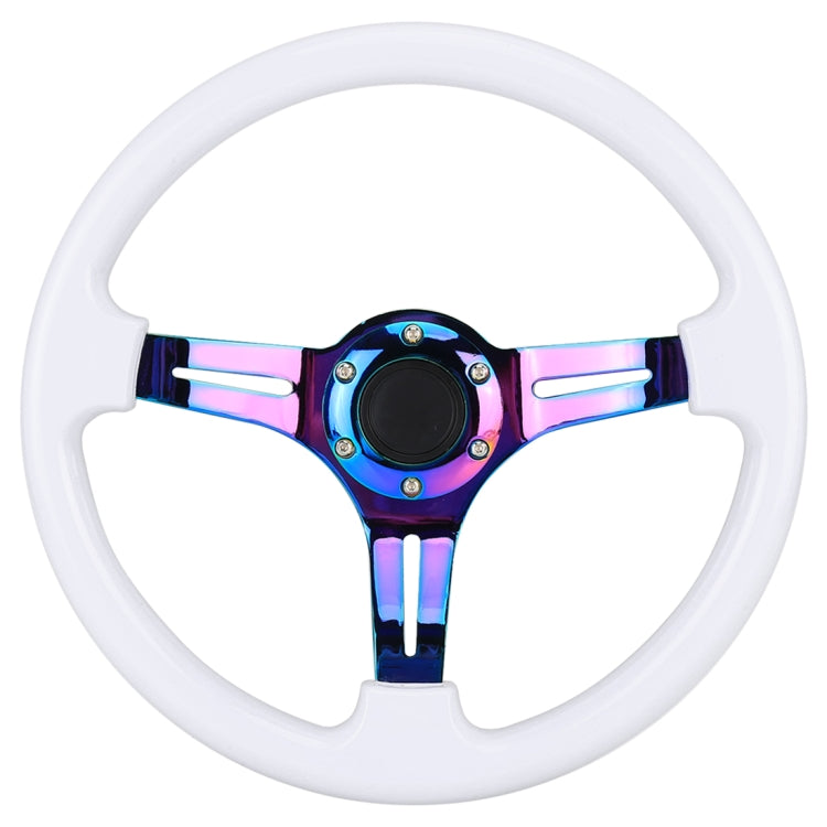 Car Colorful Modified Racing Sport Horn Button Steering Wheel, Diameter: 35cm(White)