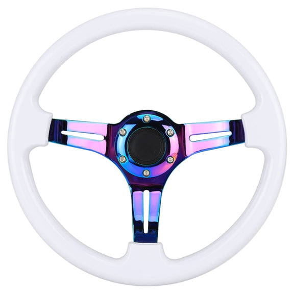 Car Colorful Modified Racing Sport Horn Button Steering Wheel, Diameter: 35cm(White)
