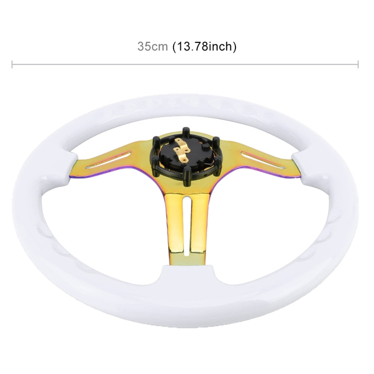 Car Colorful Modified Racing Sport Horn Button Steering Wheel, Diameter: 35cm(White)