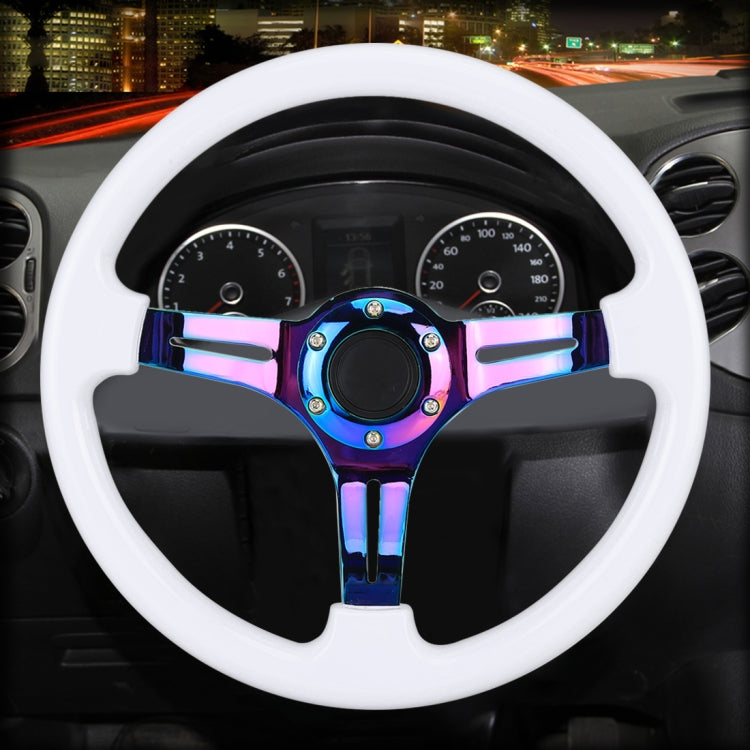 Car Colorful Modified Racing Sport Horn Button Steering Wheel, Diameter: 35cm(White)