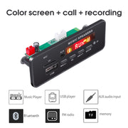 Car 12V 2x3W Audio MP3 Player Decoder Board FM Radio TF USB 3.5mm AUX, with Bluetooth & Recording Call Function & Remote Control