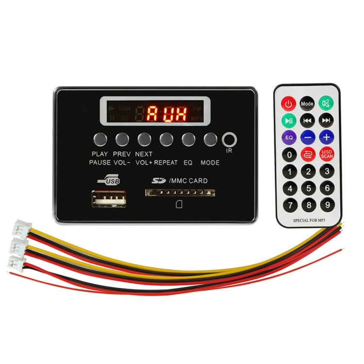 Car 5V Audio MP3 Player Decoder Board FM Radio SD Card USB AUX, with Bluetooth / Remote Control(Black)