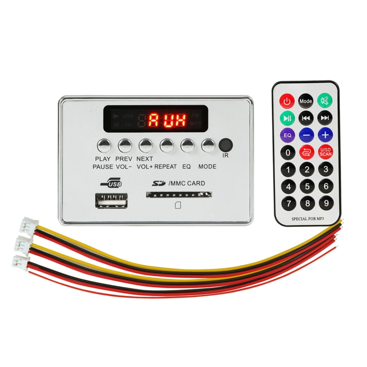Car 5V Audio MP3 Player Decoder Board FM Radio SD Card USB AUX, with Bluetooth / Remote Control(Silver Grey)