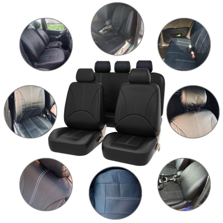 4 in 1 Universal PU Leather Four Seasons Anti-Slippery Front Seat Cover Cushion Mat Set for 2 Seat Car (Brown)