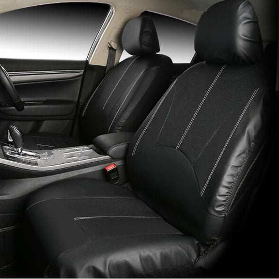 4 in 1 Universal PU Leather Four Seasons Anti-Slippery Front Seat Cover Cushion Mat Set for 2 Seat Car (Brown)