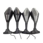 Motorcycle Modified Rear View Mirror Set with Light for Kawasaki (Carbon Fiber Black)