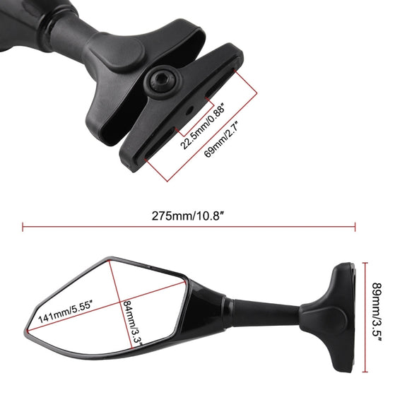 Motorcycle Modified Rear View Mirror Set with Light for Kawasaki (Carbon Fiber Black)