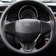 3 in 1 Car Carbon Fiber Steering Wheel Button Decorative Sticker for Honda Fit, Left and Right Drive Universal