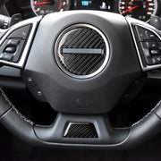 2 in 1 Car Carbon Fiber Steering Wheel Button Decorative Sticker for Chevrolet Camaro 2017-2019, Left and Right Drive Universal
