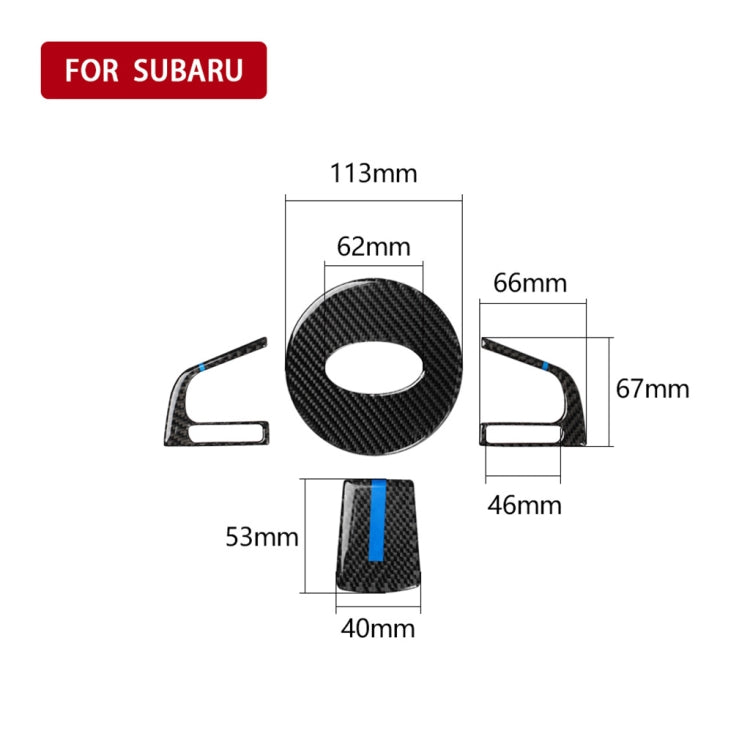 4 in 1 Car Carbon Fiber Blue Steering Wheel Button Decorative Sticker for Subaru Forester 2016-2018, Left and Right Drive Universal