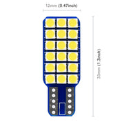 2 PCS T10 / W5W / 168 DC12V 1.8W 6000K 140LM 18LEDs SMD-3030 Car Reading Lamp Clearance Light, with Decoder