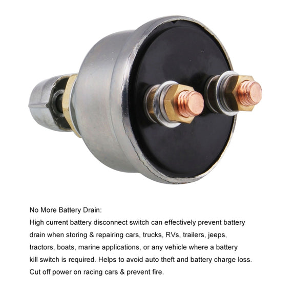 12V 125A Master Battery Disconnect Battery Switch Power Isolator Cut Off Kill Switch for UVT ATV Marine