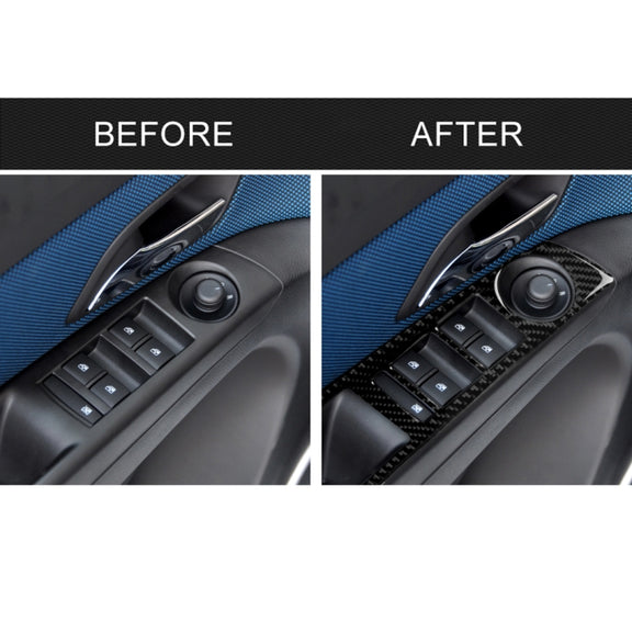 Car Carbon Fiber Window Lift Switch Panel Decorative Sticker for Chevrolet Cruze 2009-2015, Left Drive