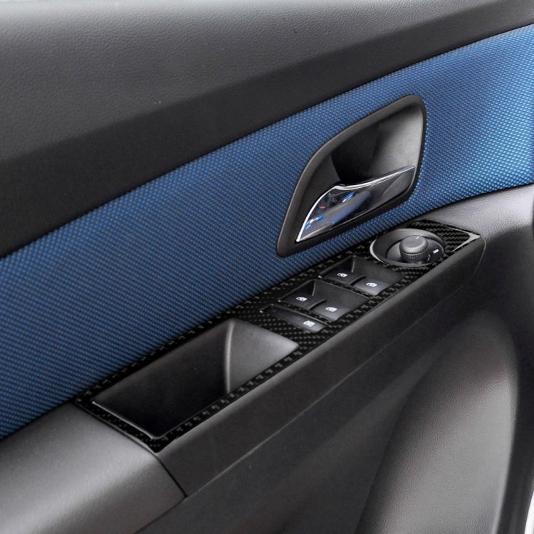 Car Carbon Fiber Window Lift Switch Panel Decorative Sticker for Chevrolet Cruze 2009-2015, Left Drive
