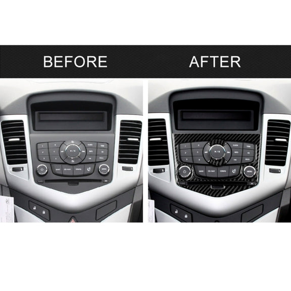 Car Carbon Fiber CD Panel Decorative Sticker for Chevrolet Cruze 2009-2015, Left and Right Drive Universal