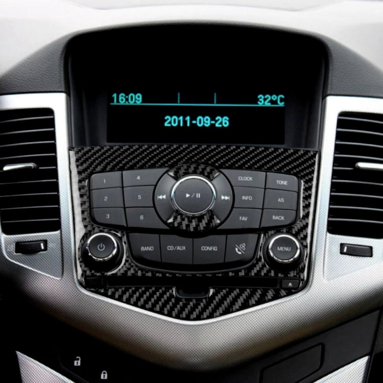 Car Carbon Fiber CD Panel Decorative Sticker for Chevrolet Cruze 2009-2015, Left and Right Drive Universal