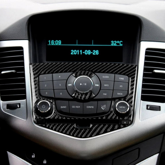 Car Carbon Fiber CD Panel Decorative Sticker for Chevrolet Cruze 2009-2015, Left and Right Drive Universal