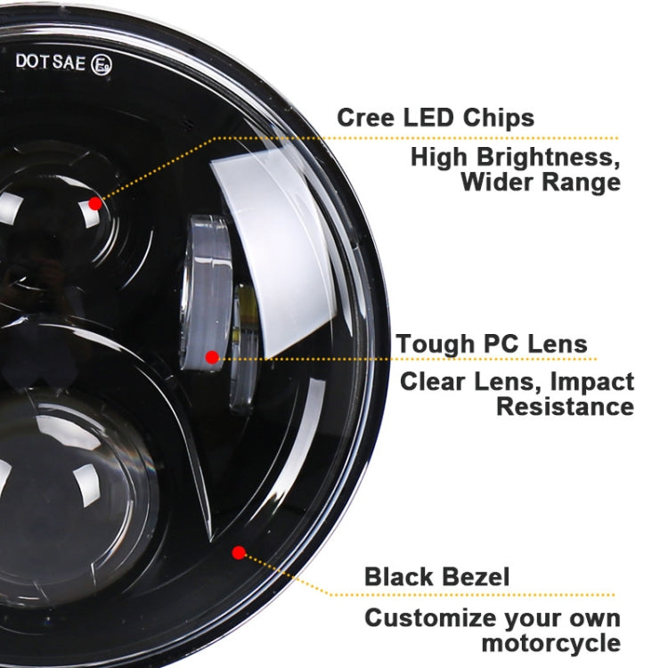 7 inch Round LED Motorcycle Headlight Modified Spotlight for Honda(Black)