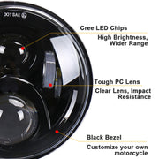 7 inch Round LED Motorcycle Headlight Modified Spotlight for Honda (Silver)
