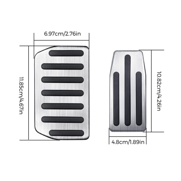 2 in 1 Car Non-Slip Pedals Foot Brake Pad Cover Set for Tesla Model S / X (Silver)