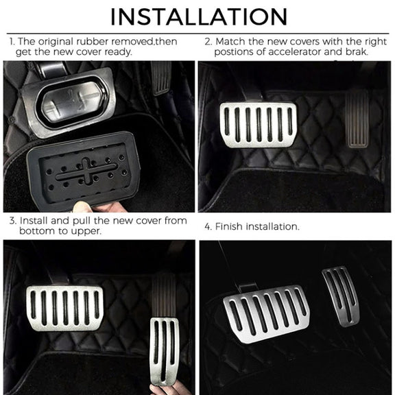 2 in 1 Car Non-Slip Pedals Foot Brake Pad Cover Set for Tesla Model S / X (Silver)