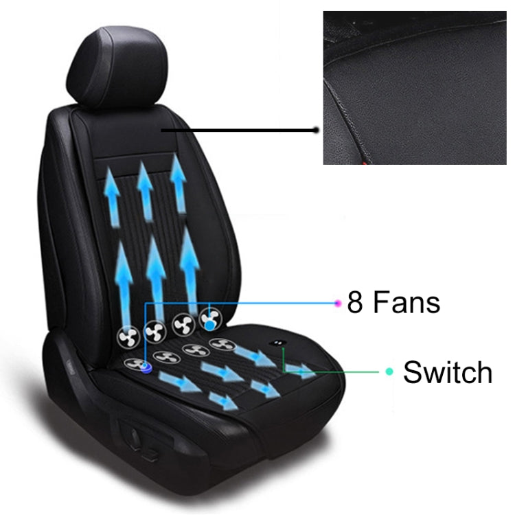 Car 12V Cushion Summer USB Breathable Ice Silk Seat Cover, Eight Fans + Ventilation and Refrigeration (Black)