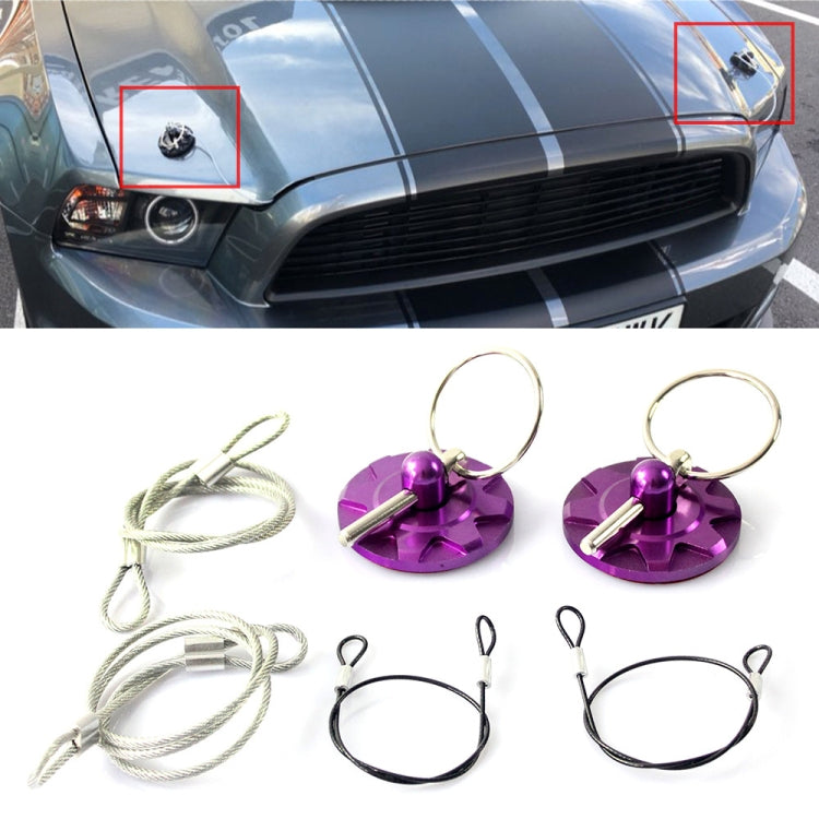 XH-6049 Car Universal Modified Racing Punch-free Aluminum Engine Hood Lock Cover(Purple)